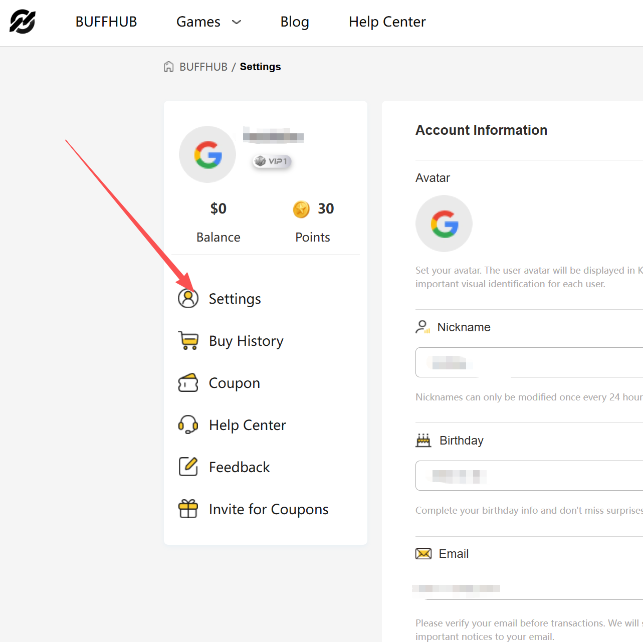 Preferences settings