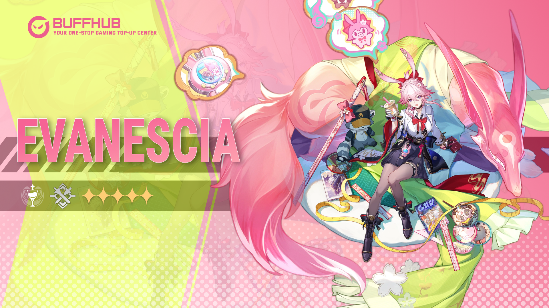 Evanescia character cover image for Honkai Star Rail V4.2 build guide, showcasing the new 5-Star Physical Elation character.