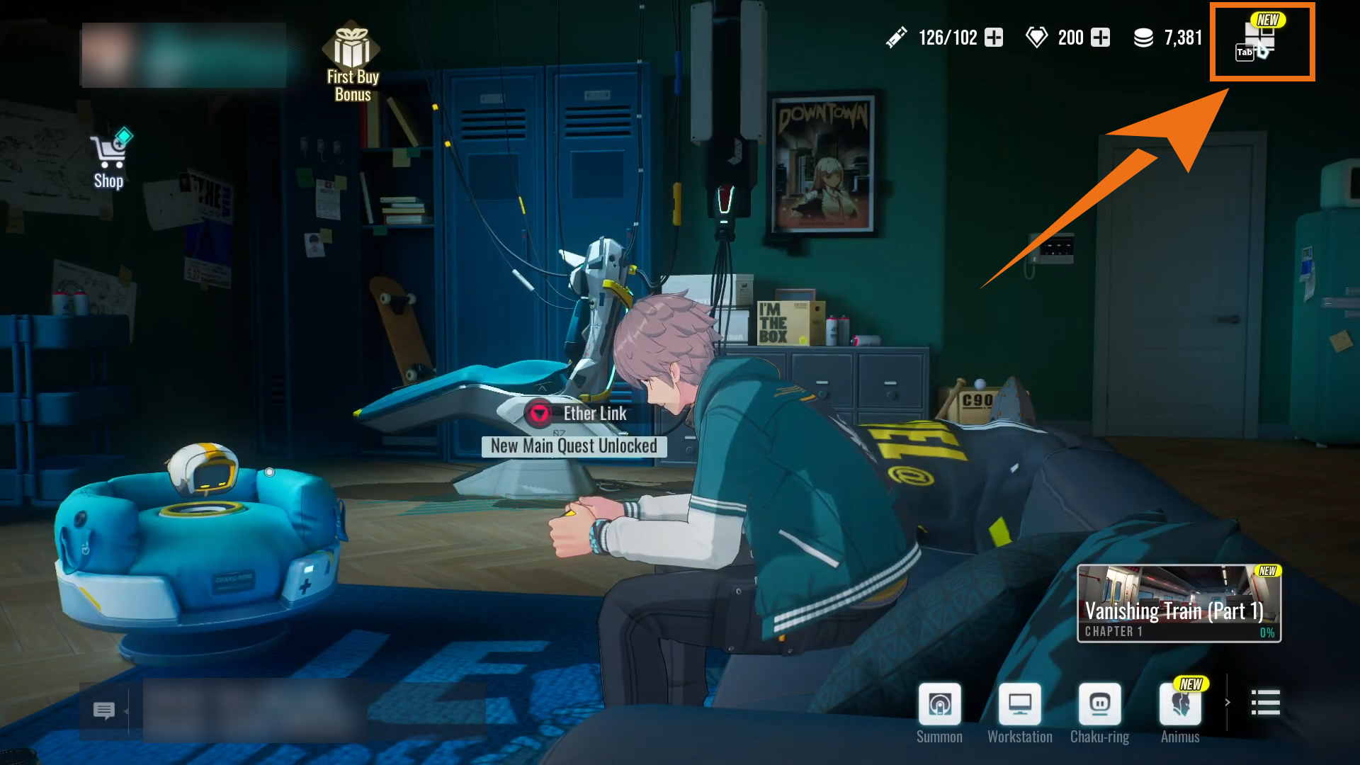 Etheria Restart home screen main menu location