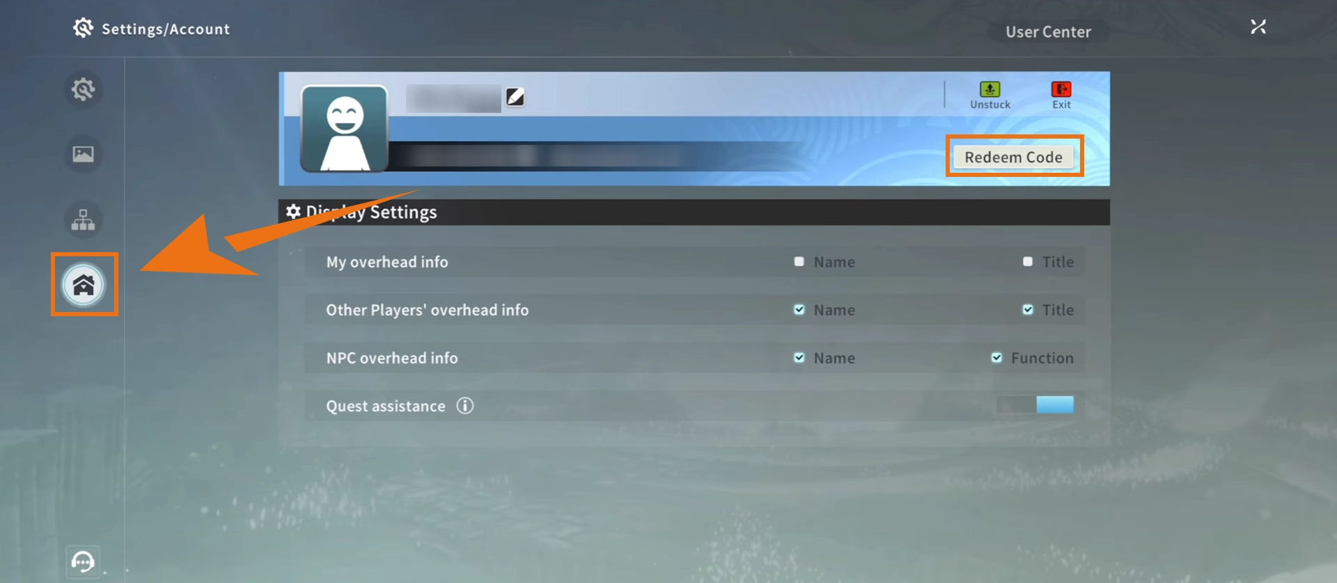 Blue Protocol Star Resonance Redeem Code Button Location