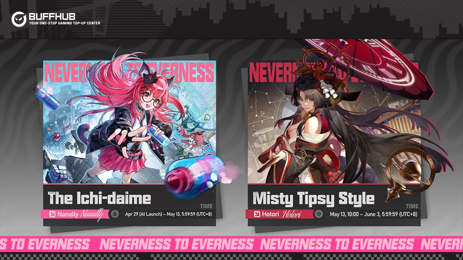Neverness to Everness 1.0 Limited Banners featuring Nanally and Hotori