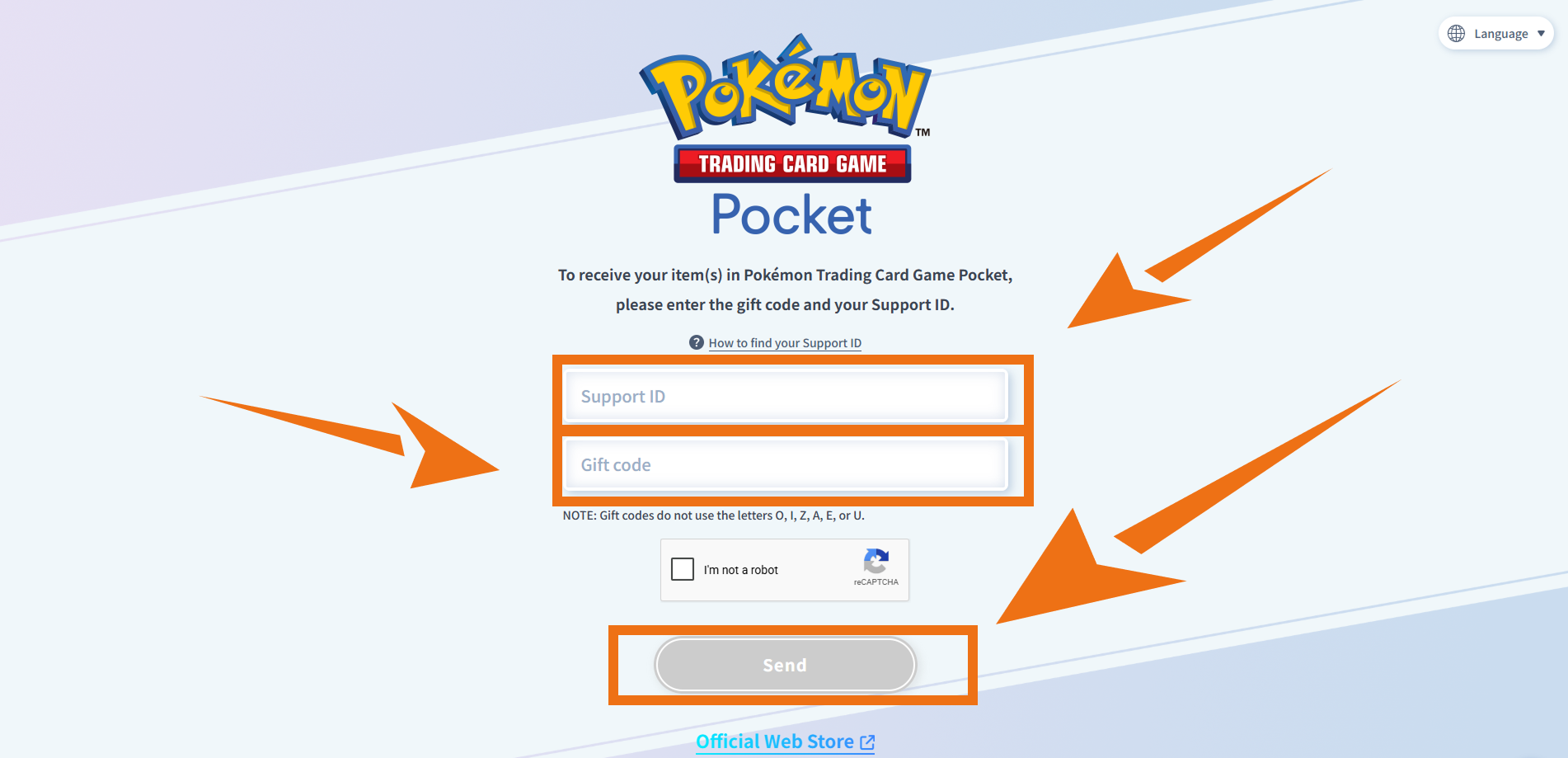 Pok&eacute;mon TCG Pocket in-game Shop menu showing the Redeem Code button at the bottom of the screen