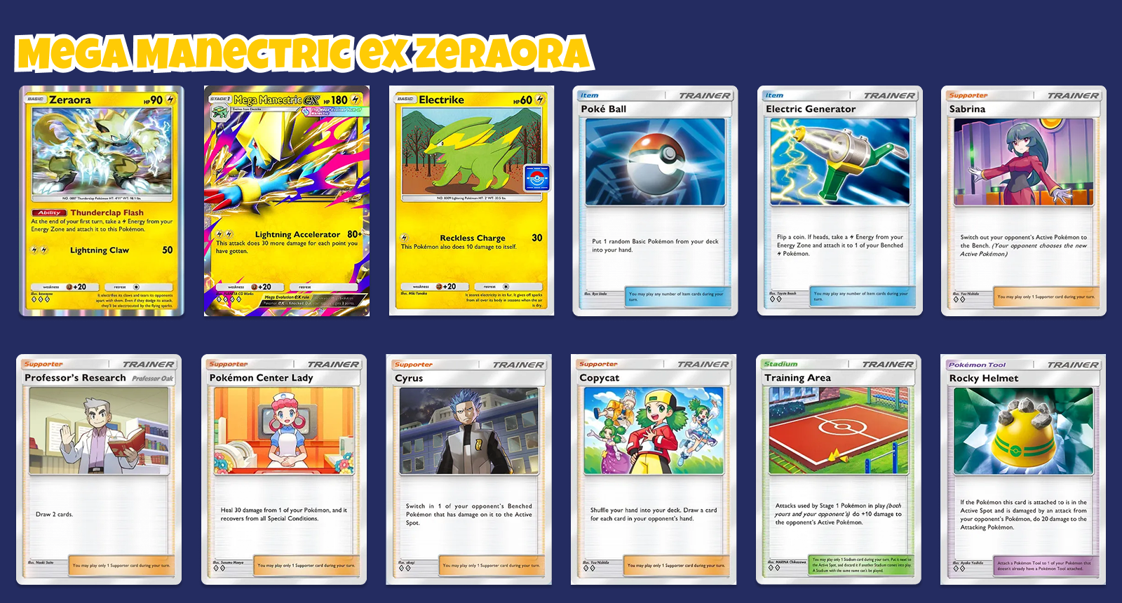 Lightning Rush deck featuring Mega Manectric ex and Zeraora