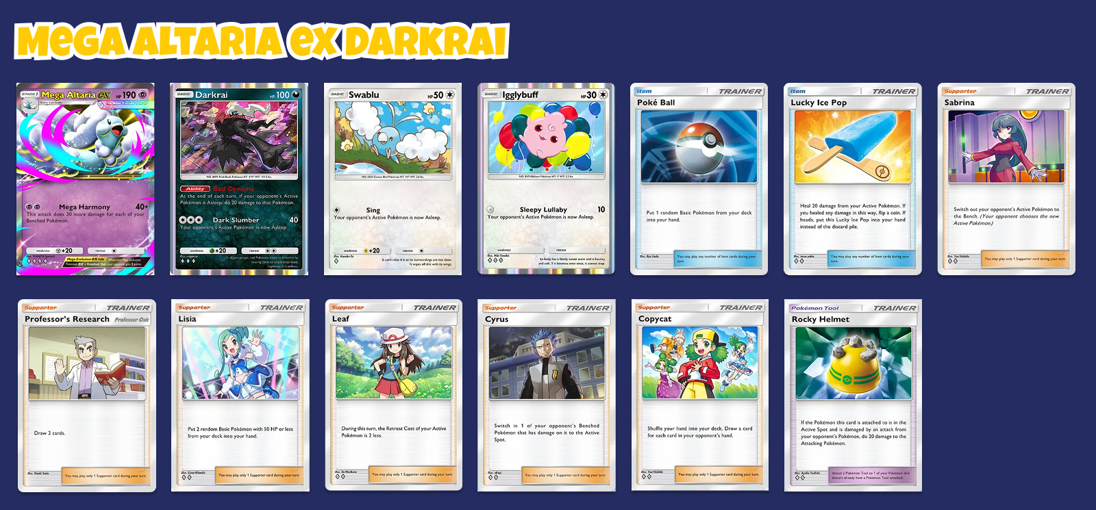 Sleep Lock deck featuring Mega Altaria ex and Darkrai