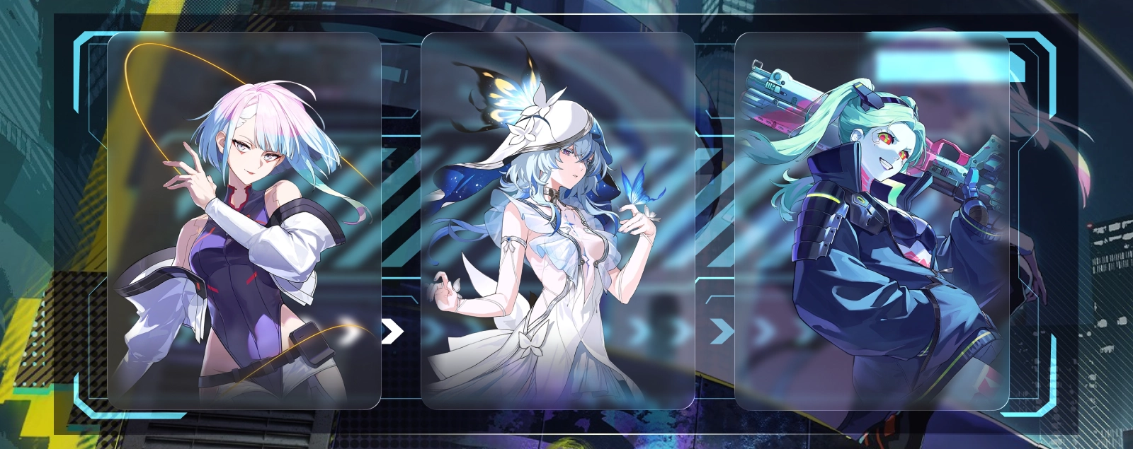 Wuthering Waves premium team overview for Lucy with teammates Rebecca and Shorekeeper
