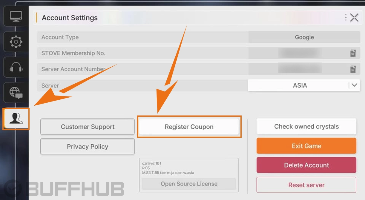 Scroll down to Account Settings, then tap Register Coupon.