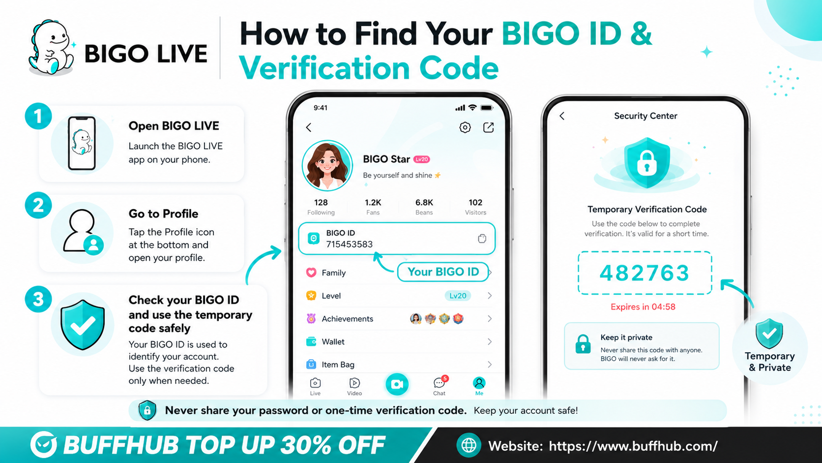 How to find your BIGO ID and temporary verification code in BIGO LIVE