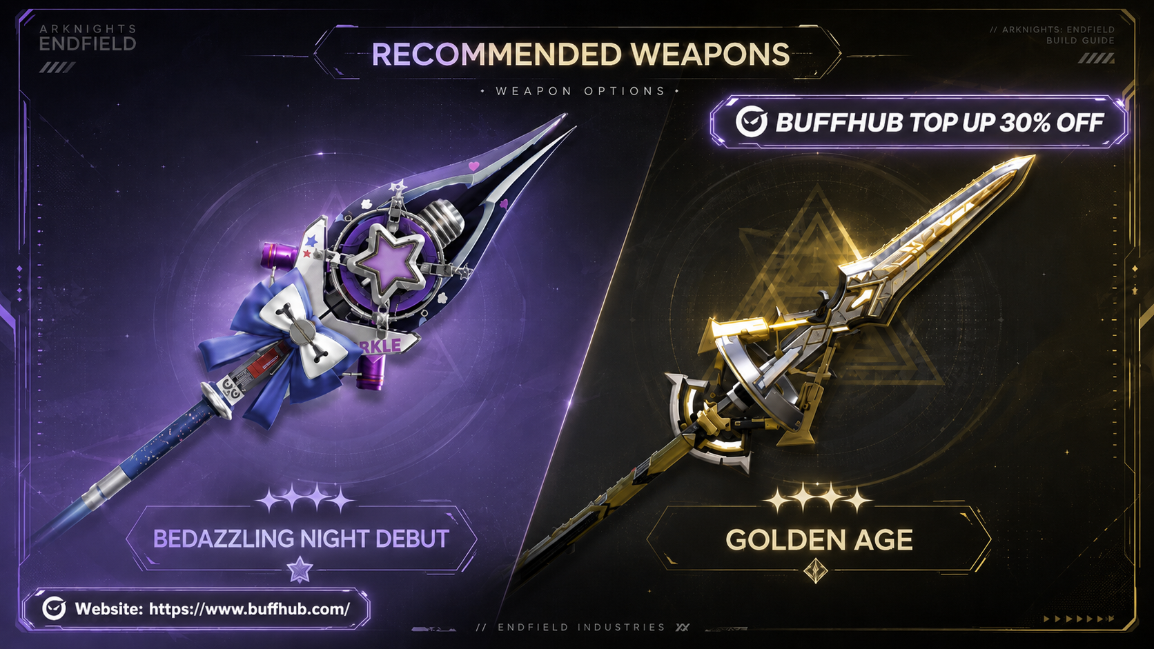 Liino recommended weapons in Arknights Endfield featuring Bedazzling Night Debut and Golden Age Polearm options