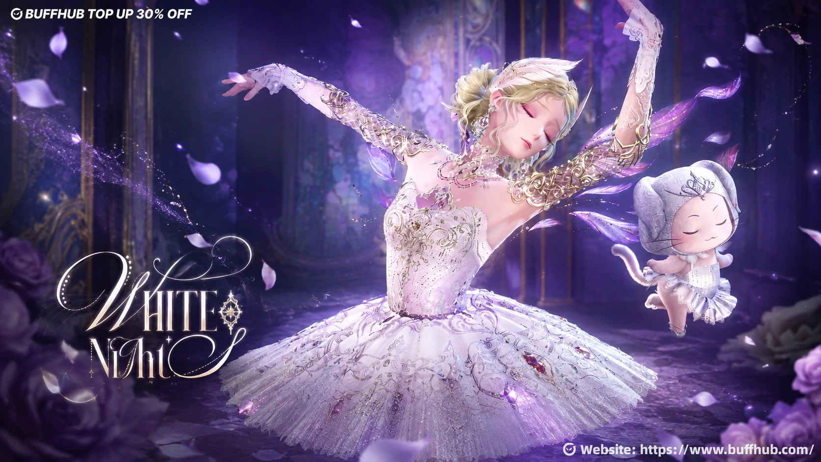 Infinity Nikki White Night outfit with an elegant ballet-inspired design.