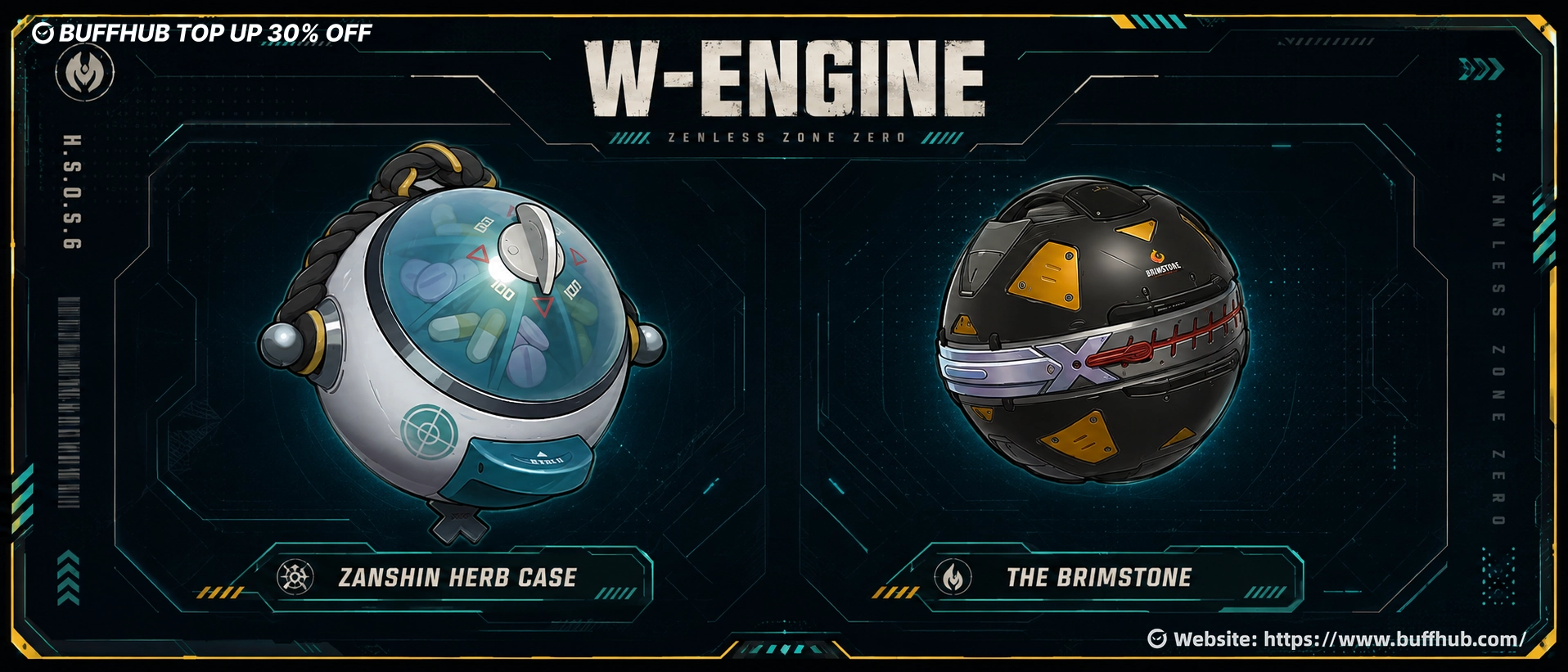 Harumasa best W-Engines in Zenless Zone Zero featuring Zanshin Herb Case and The Brimstone