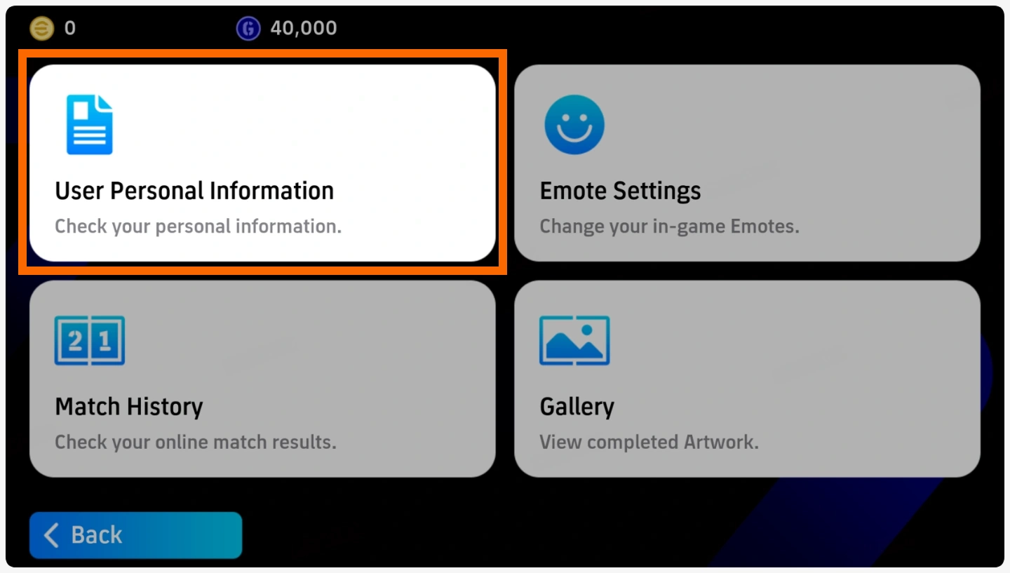 eFootball User Information mit User Personal Information