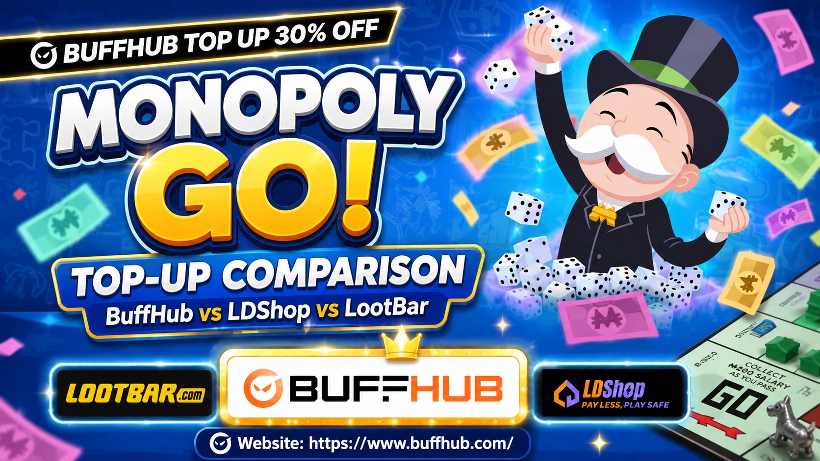Best MONOPOLY GO! Top-Up Site 2026: BuffHub vs LDShop vs LootBar