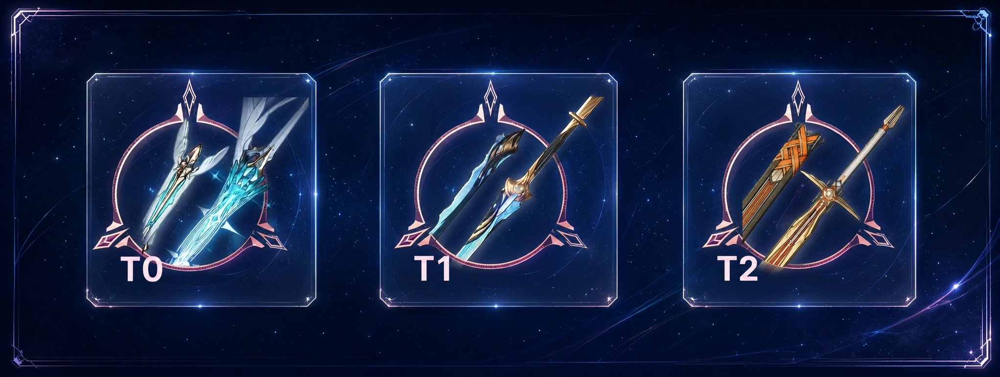 Aemeath weapon guide showcasing her signature weapon alongside strong alternative sword choices for different builds.