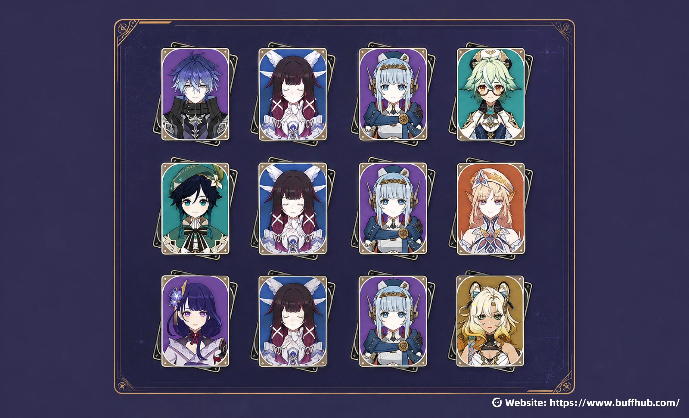 Best Ineffa team comps in Genshin Impact featuring Flins, Columbina, Sucrose, Venti, Nicole, Raiden Shogun, and Xilonen.
