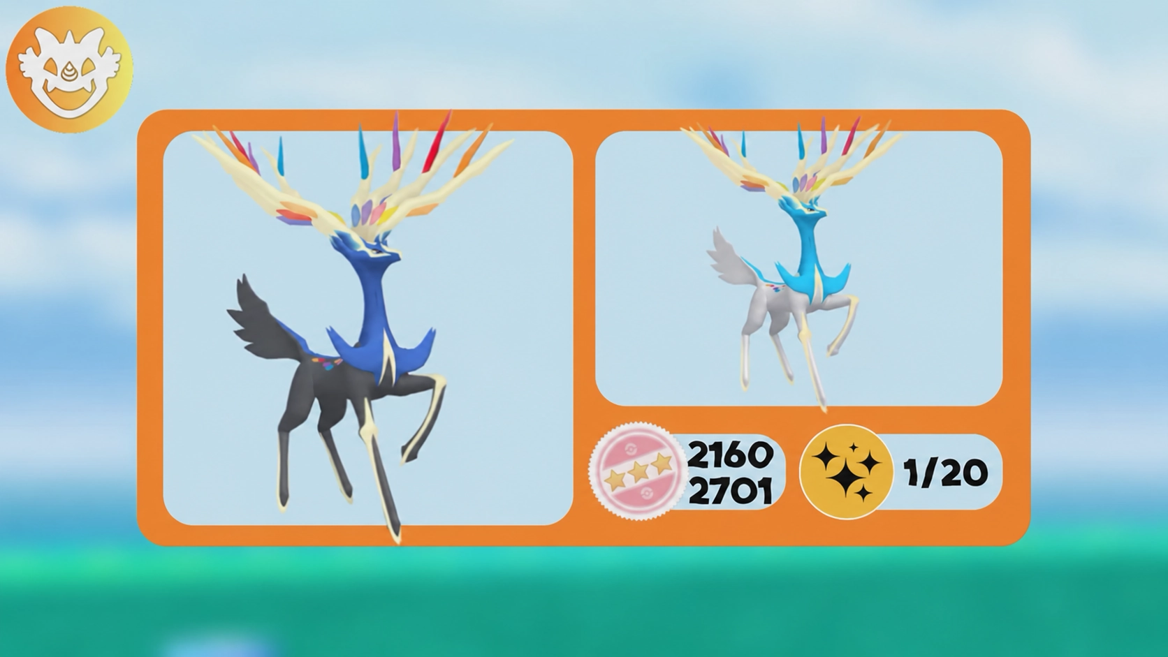 Regular and Shiny Xerneas comparison in Pokémon GO with raid catch CP values