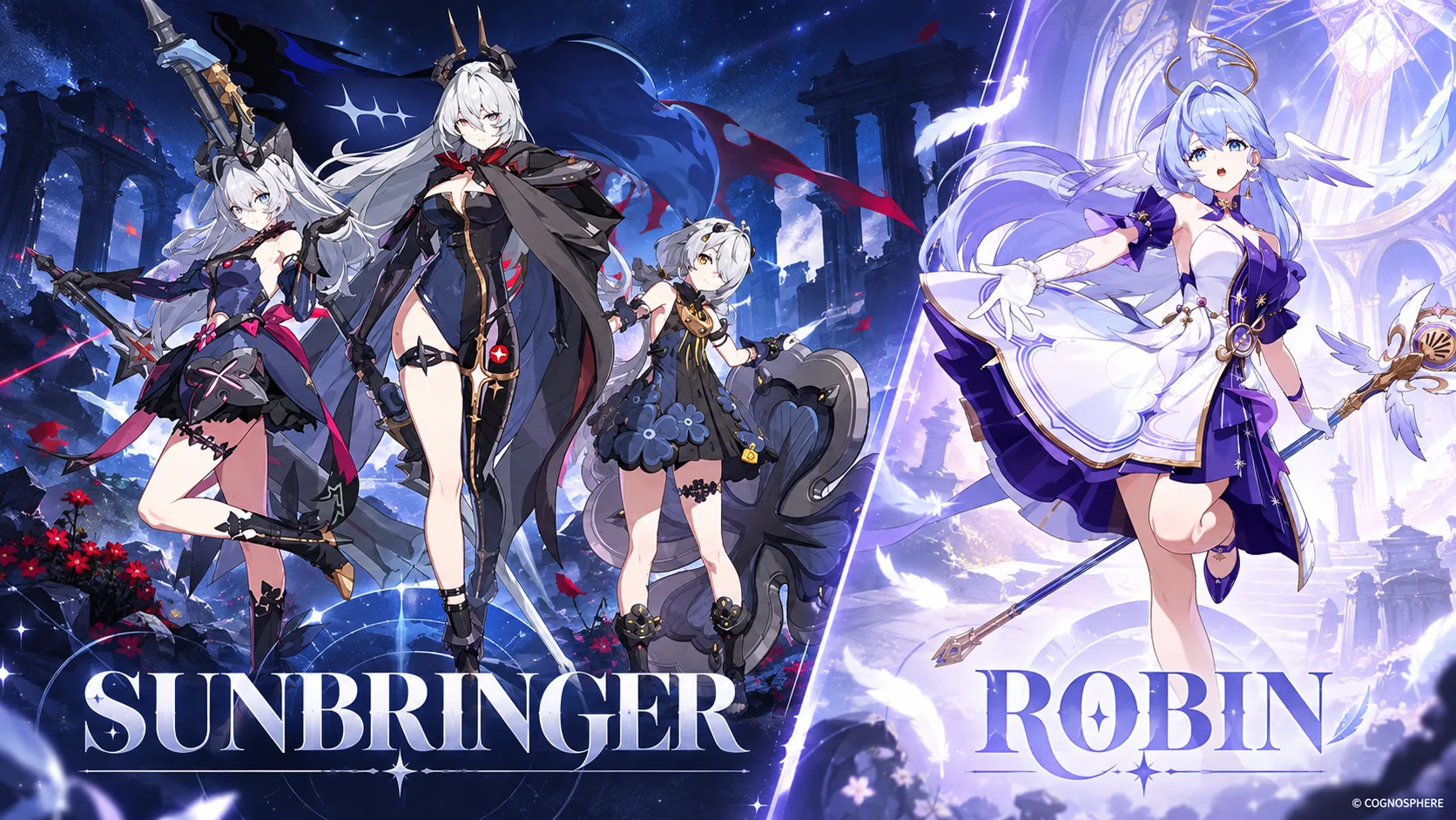 The Sunbringer trio alongside Robin in Zenless Zone Zero character artwork.