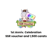 1st Anniv. Celebration SSR voucher and 1,500 carats